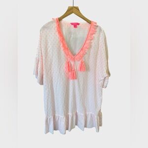 Lilly Pulitzer kipper cover up tangelo neon clip colorway.